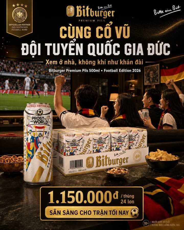 Combo Match Night — 2 Két Bitburger Football + Tặng Xúc Xích 500g